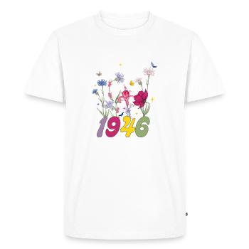 Year of Birth 1946 Wildflowers - Men's Premium Organic T-Shirt - white - Front - Nico (187cm)