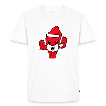 Cactus Père Noël Face Cactus de Noël - T-shirt Premium bio Homme - blanc - Devant - Nico (187cm)