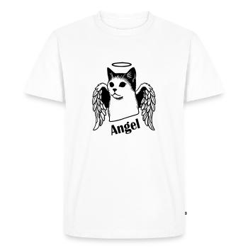 Chat avec des ailes et un halo - Angel Cat Design - T-shirt Premium bio Homme - blanc - Devant - Nico (187cm)