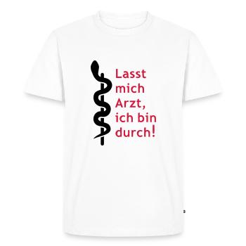 Permettez-moi docteur, je suis à travers! - T-shirt Premium bio Homme - blanc - Devant - Nico (187cm)