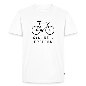 Faire du vélo, c’est la liberté - T-shirt Premium bio Homme - blanc - Devant - Nico (187cm)