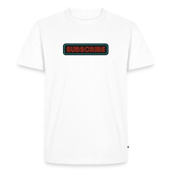 Neon Subscribe Design - Men's Premium Organic T-Shirt - white - Front - Nico (187cm)
