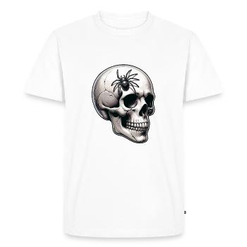 Pale skull with large spider on the skull - Men's Premium Organic T-Shirt - white - Front - Nico (187cm)