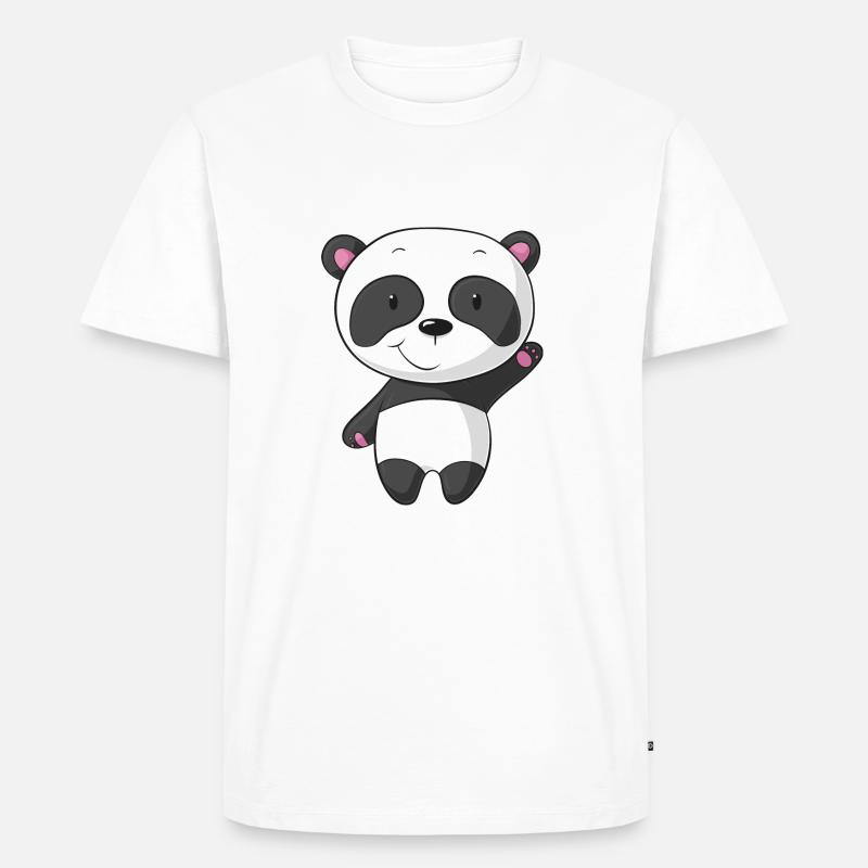 Winkender Comic Panda - Männer Premium Bio T-Shirt - Weiß