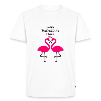 Flamants roses Saint-Valentin - T-shirt Premium bio Homme - blanc - Devant - Nico (187cm)