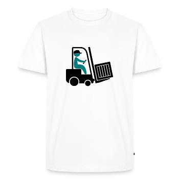 A forklift transporting a box - Men's Premium Organic T-Shirt - white - Front - Nico (187cm)