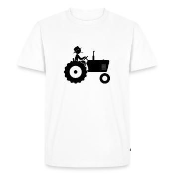 Agriculteur sur le tracteur - T-shirt Premium bio Homme - blanc - Devant - Nico (187cm)