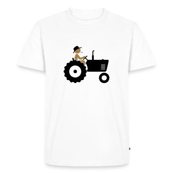 Agriculteur sur le tracteur - T-shirt Premium bio Homme - blanc - Devant - Nico (187cm)