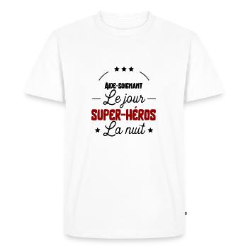 Super héros Aide-soignant cadeau - T-shirt Premium bio Homme - blanc - Devant - Nico (187cm)