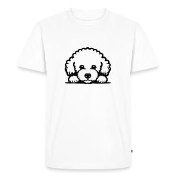Reclining Bichon Frisé Vector Design - Men's Premium Organic T-Shirt - white - Front - Nico (187cm)