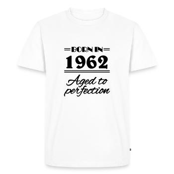 Born in 1962 Aged to perfection - Men's Premium Organic T-Shirt - white - Front - Nico (187cm)