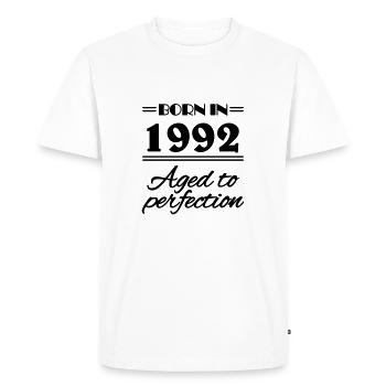 Born in 1992 Aged to perfection - Men's Premium Organic T-Shirt - white - Front - Nico (187cm)