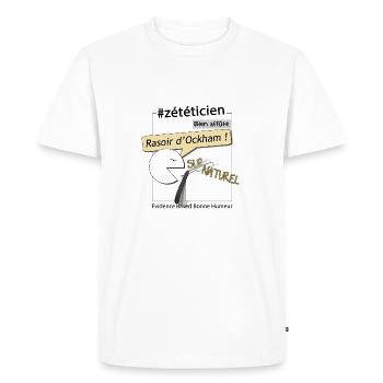 Zététicien bien affûté ! - T-shirt Premium bio Homme - blanc - Devant - Nico (187cm)