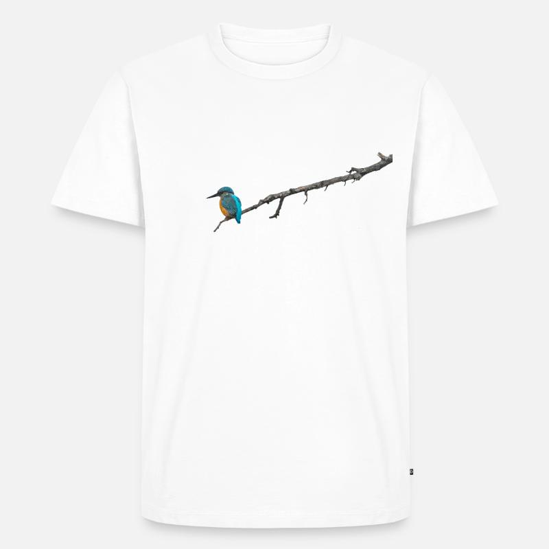 Eisvogel auf einem Ast - Männer Premium Bio T-Shirt - Weiß