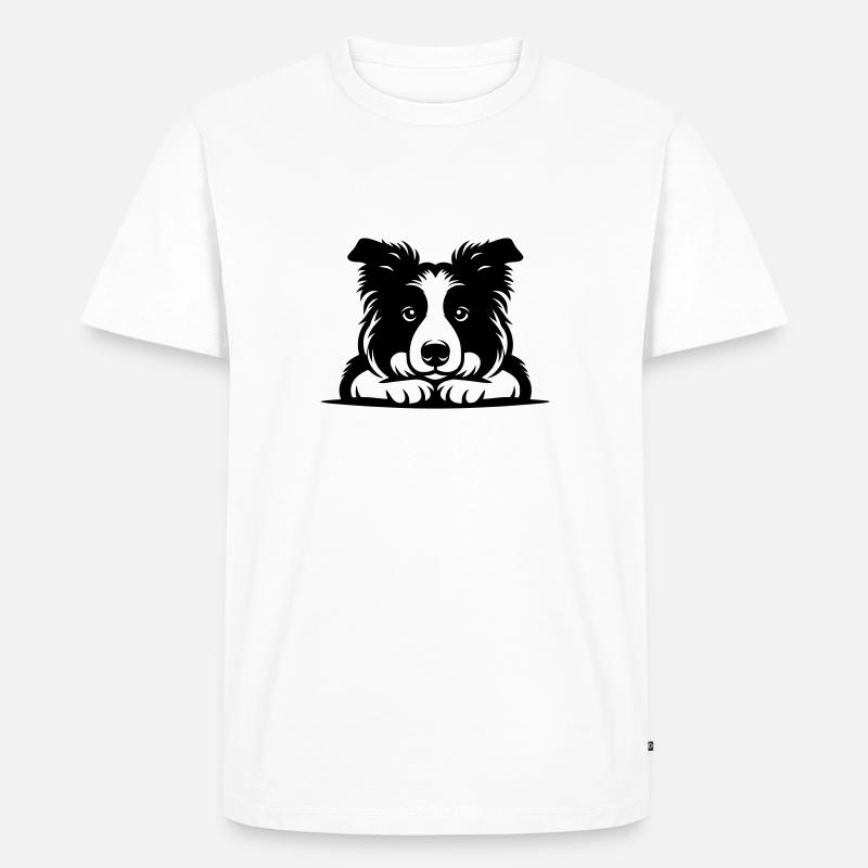 Lying Border Collie Vector Design - Men's Premium Organic T-Shirt - white