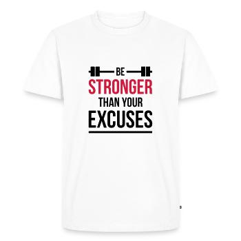 Be stronger than your excuses Fitness black - Men's Premium Organic T-Shirt - white - Front - Nico (187cm)