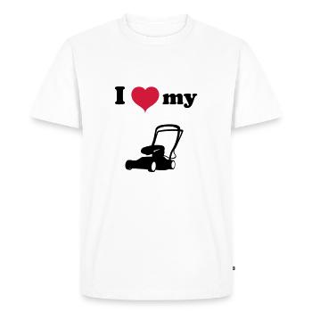Lawn mower lawn mow green lawn grass gift - Men's Premium Organic T-Shirt - white - Front - Nico (187cm)