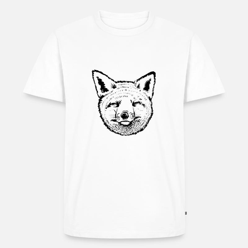 Fox Kopf - Männer Premium Bio T-Shirt - Weiß