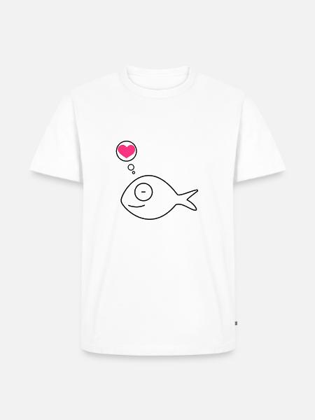 pink fish in love - Men's Premium Organic T-Shirt - white