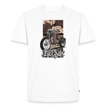 S51 (marron) // Illustration - T-shirt Premium bio Homme - blanc - Devant - Nico (187cm)