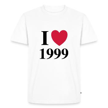 i coeur 1999 I love I love cadeau 1999 1999 - T-shirt Premium bio Homme - blanc - Devant - Nico (187cm)