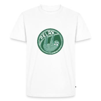 Relax - Vert Sloth - T-shirt Premium bio Homme - blanc - Devant - Nico (187cm)