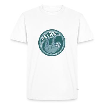 RELAX - blue sloth - Men's Premium Organic T-Shirt - white - Front - Nico (187cm)