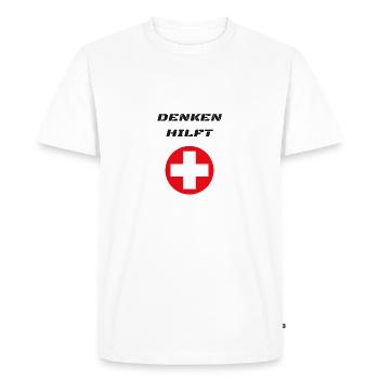 thinking helps - Men's Premium Organic T-Shirt - white - Front - Nico (187cm)