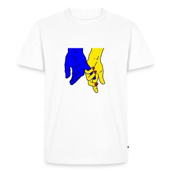 mains bleu jaune - T-shirt Premium bio Homme - blanc - Devant - Nico (187cm)