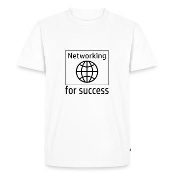 Pour réussir - networking, motivation, carrière. - T-shirt Premium bio Homme - blanc - Devant - Nico (187cm)