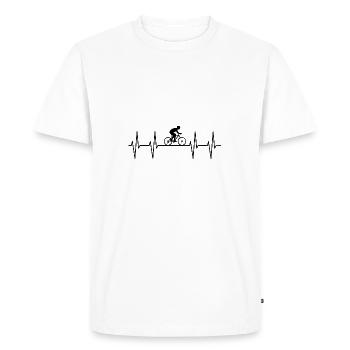 Heartbeat rythme cardiaque Heartbeat motif de vélo - T-shirt Premium bio Homme - blanc - Devant - Nico (187cm)