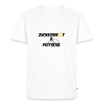Carotte et bâton - Louange proverbes - T-shirt Premium bio Homme - blanc - Devant - Nico (187cm)