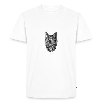 Renard avec Noir Blanc Ombragée - T-shirt Premium bio Homme - blanc - Devant - Nico (187cm)
