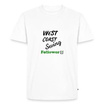 West Coast Swing Leader Follower Workshop Gift - Men's Premium Organic T-Shirt - white - Front - Nico (187cm)