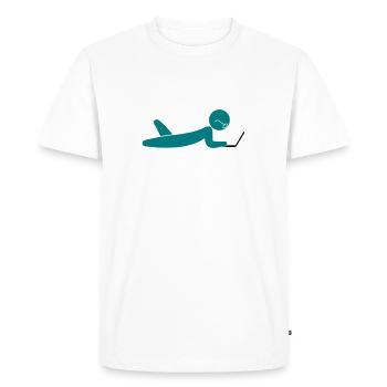 Un programmeur utilisant un ordinateur portable - T-shirt Premium bio Homme - blanc - Devant - Nico (187cm)