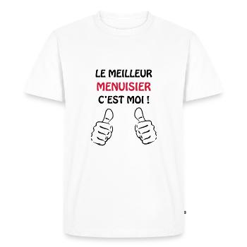 Menuisier / Menuiserie / Bois / Charpentier - T-shirt Premium bio Homme - blanc - Devant - Nico (187cm)