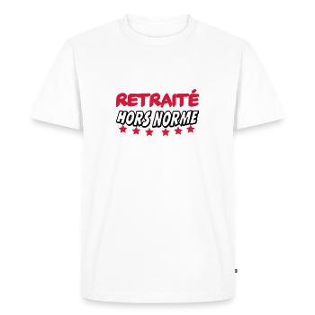 Retraité hors norme - T-shirt Premium bio Homme - blanc - Devant - Nico (187cm)