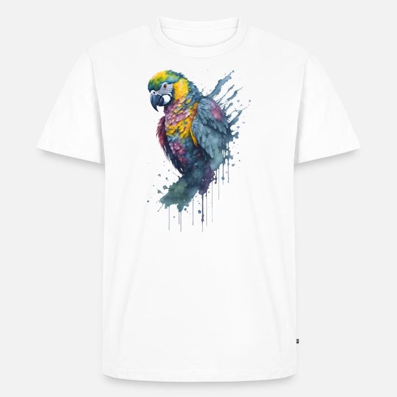 Fesselndes Aquarellgemälde eines Papageis - Männer Premium Bio T-Shirt - Weiß