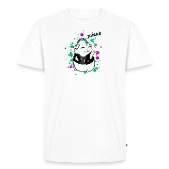 Guinea Pig "Ignaz" the Rebel - Terravlogger - Men's Premium Organic T-Shirt - white - Front - Nico (187cm)