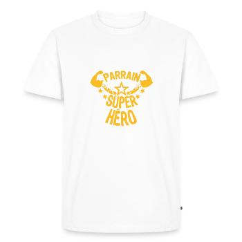 parrain super hero etoile muscle bras s - T-shirt Premium bio Homme - blanc - Devant - Nico (187cm)