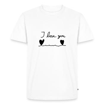 Two Hearts Heart Line I Love You - Men's Premium Organic T-Shirt - white - Front - Nico (187cm)