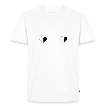 Coeur Deux Coeurs Symbole Deux Parties Amour Motif - T-shirt Premium bio Homme - blanc - Devant - Nico (187cm)