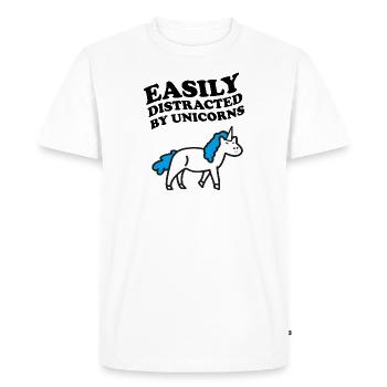 Facilement distrait par le dicton de licorne de licorne - T-shirt Premium bio Homme - blanc - Devant - Nico (187cm)