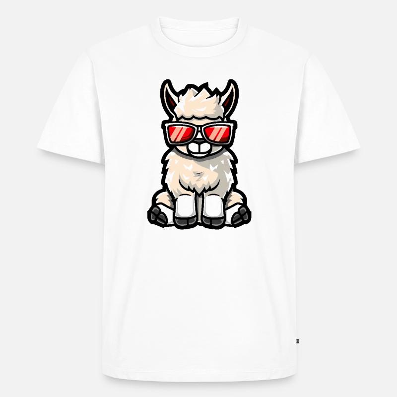 Alpaka Llama Cool Comic - Männer Premium Bio T-Shirt - Weiß