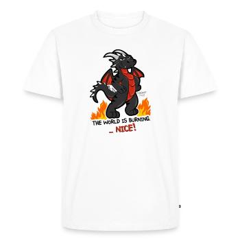 Dragon noir Le monde est brûlant - T-shirt Premium bio Homme - blanc - Devant - Nico (187cm)