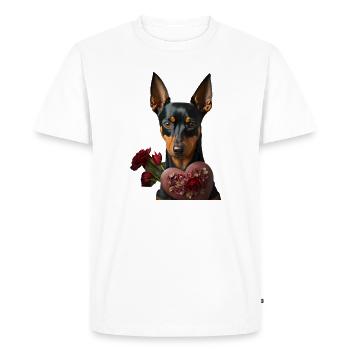 Pinscher miniature Saint-Valentin - T-shirt Premium bio Homme - blanc - Devant - Nico (187cm)