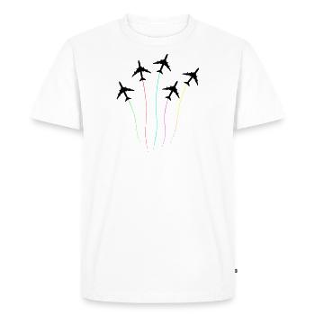 Rainbow Airplane Art T-Shirt - Men's Premium Organic T-Shirt - white - Front - Nico (187cm)