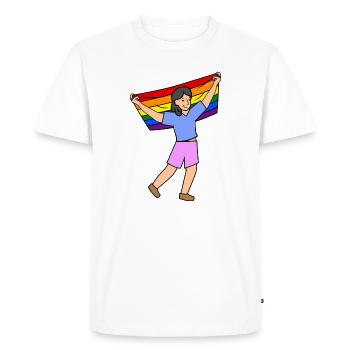 Défilé du drapeau arc-en-ciel LGBT Droits des homosexuels - T-shirt Premium bio Homme - blanc - Devant - Nico (187cm)