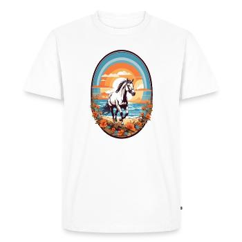 Cheval sur la plage - T-shirt Premium bio Homme - blanc - Devant - Nico (187cm)