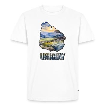 Carte à l’aquarelle de l’Uruguay - T-shirt Premium bio Homme - blanc - Devant - Nico (187cm)